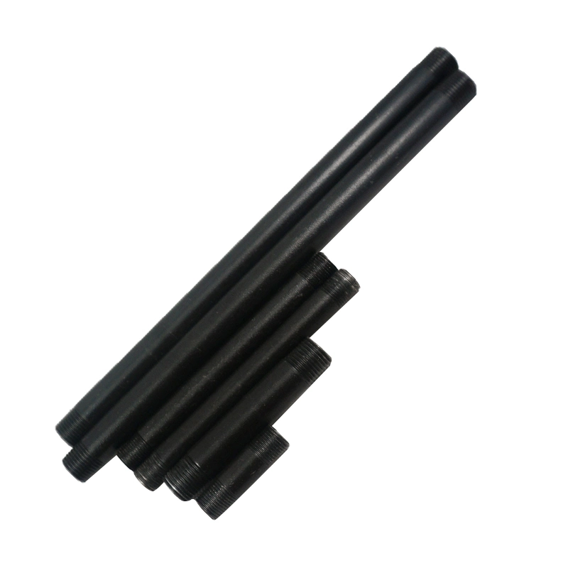 Black Cast Iron Pipe Fitting Nipple 3/4" with Thread on Both Ends for Industrial Pipe Bookshelf